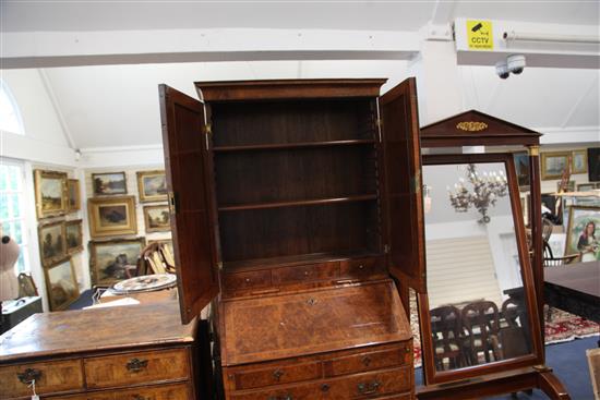 An early 18th century burr walnut bureau bookcase, W.3ft 3in. D.1ft 10in. H.7ft